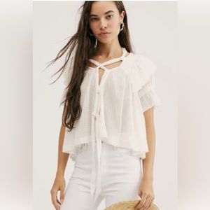Free People | Endless Summer Island Angel Flutter Gauzy Cross Tie Front Top